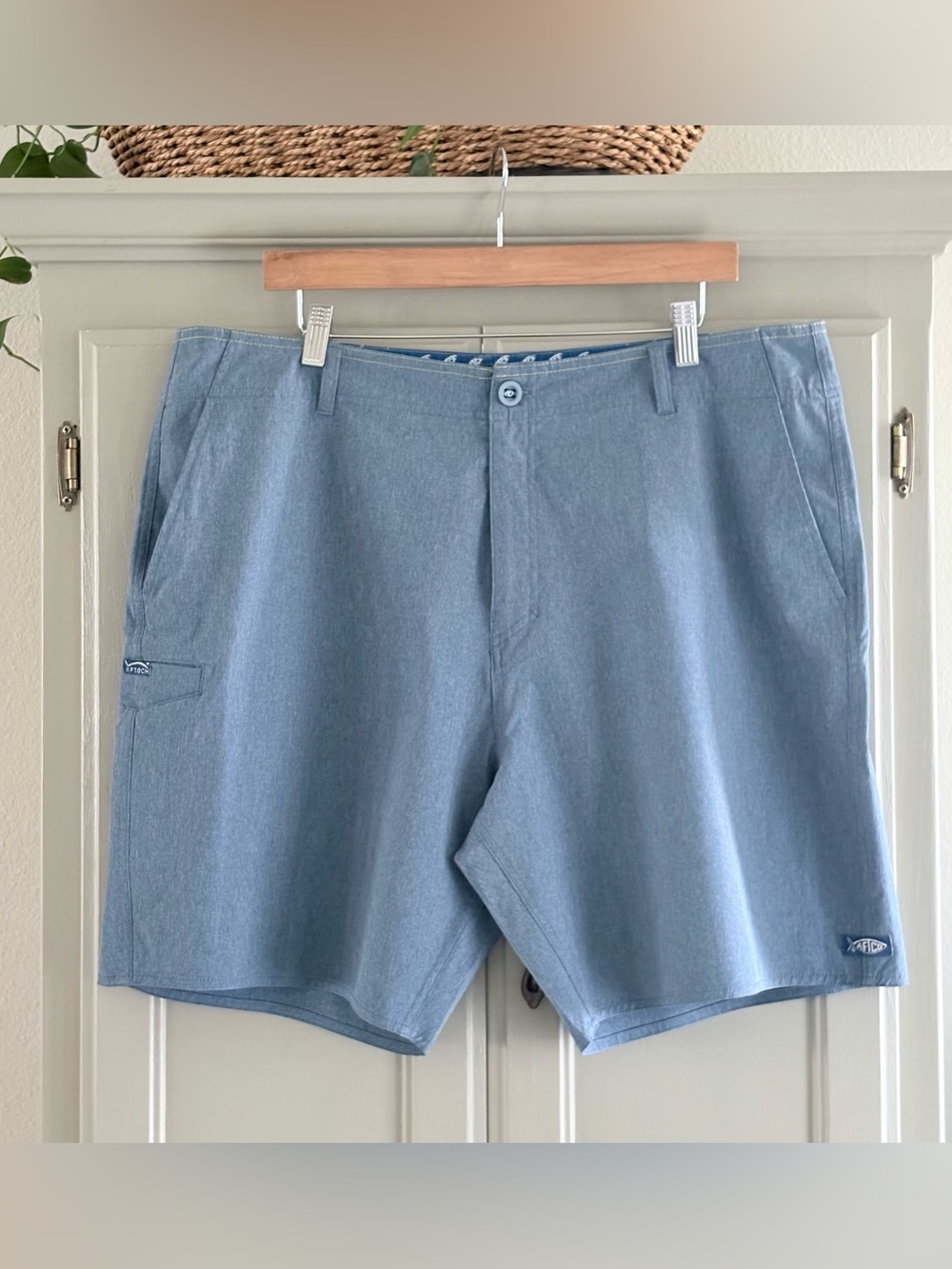 AFTCO Cloudburst Hybrid Men's Fishing & Boating Shorts | Heather Blue | Size 38